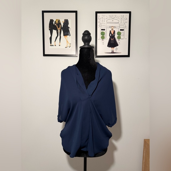 Zara Hand Embroidered Navy Blouse - Picture 2 of 4